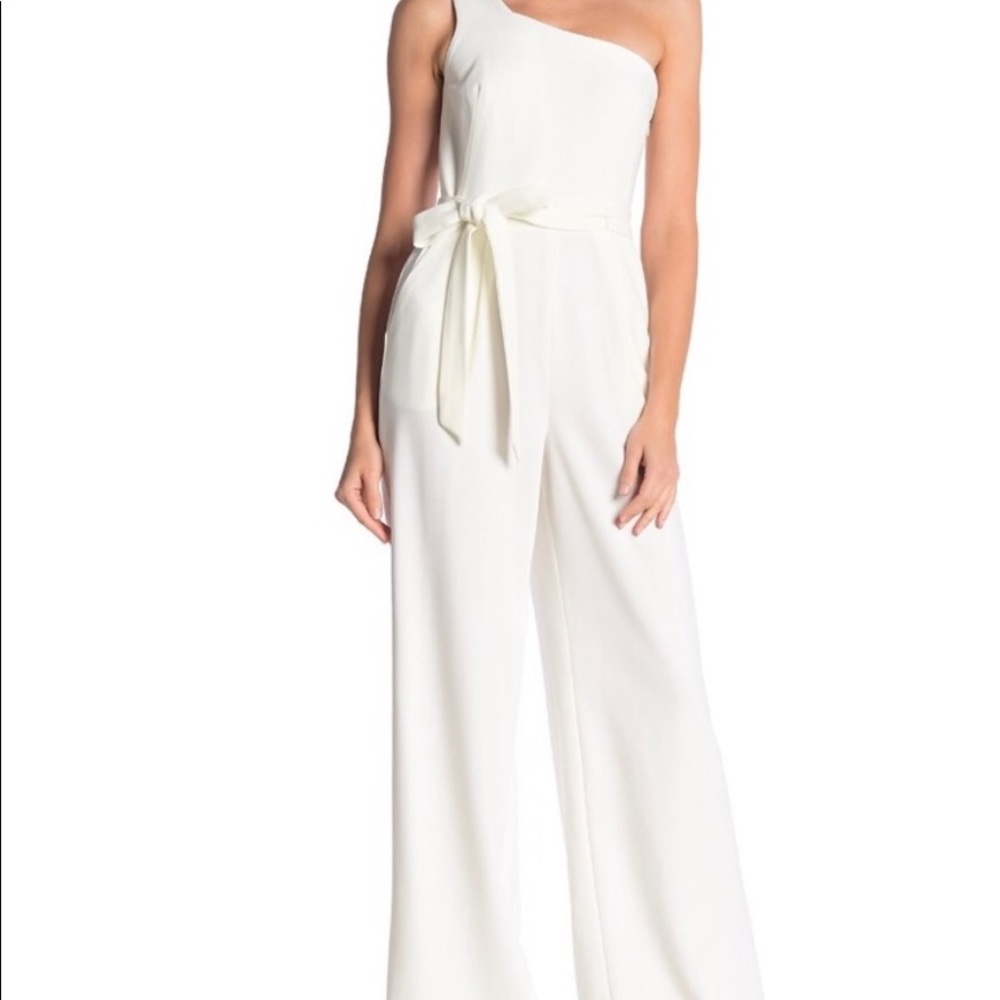 Calvin Klein one shoulder white jumpsuit